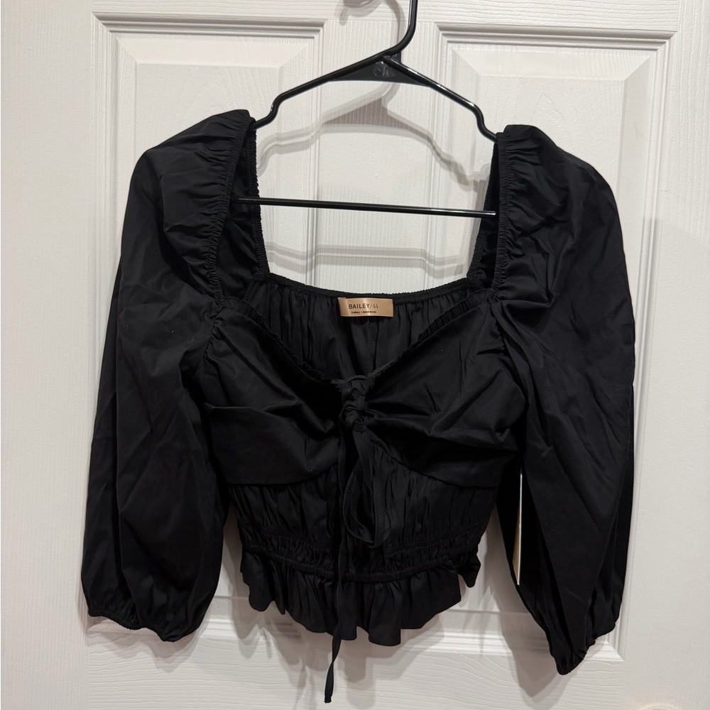 Bailey 44 Black Puff Sleeve Top